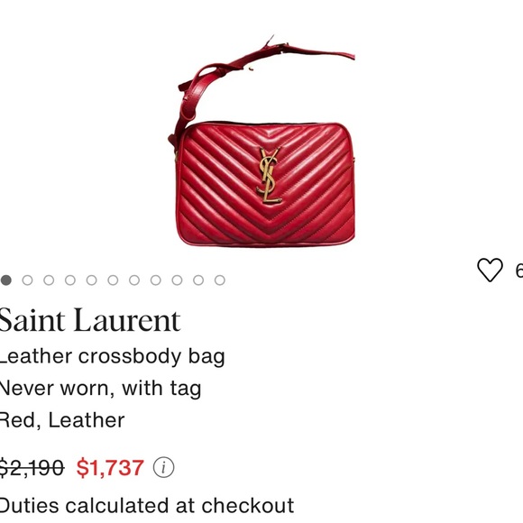 Saint Laurent Red Chevron Quilted Crossbody Bag - Picture 6 of 6